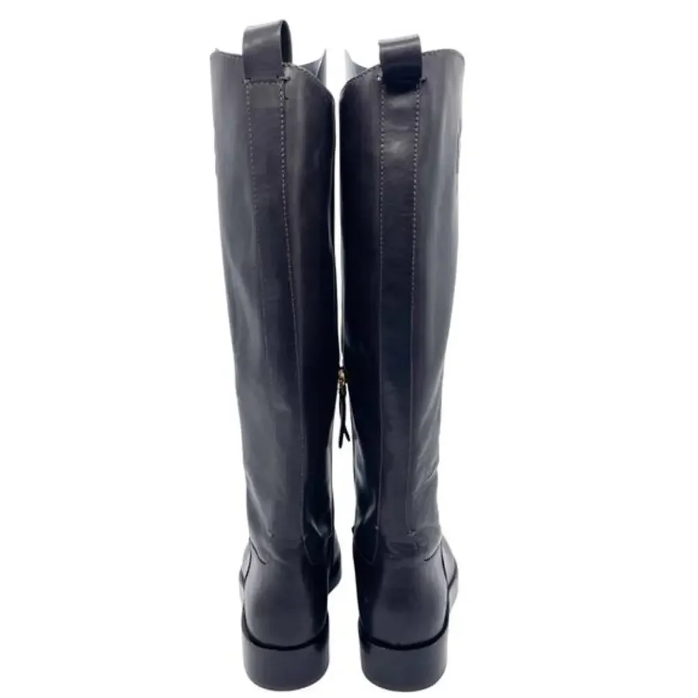 Tory Burch‎ Women's The Riding Boot Logo Embossed Coconut Brown Size 6M